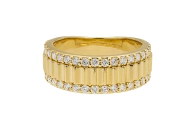 9ct Yellow Gold Double Row Diamond Band 0.91ct