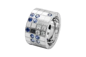 Cartier Lanieres Sapphire Diamond White Gold Ring Size 52