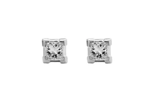 18ct Yellow Gold Square Stud Earrings 0.20ct