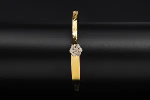 9ct Yellow Gold Cubic Zirconia Snowflake Baby Bangle 2.8g