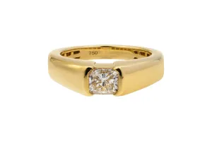 18ct Yellow Gold Cut Corner Rectangular Modified Brilliant Diamond Ring 1.03ct GIA Certified