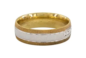 9ct Yellow and White Gold Diamond Wedding Band Ring