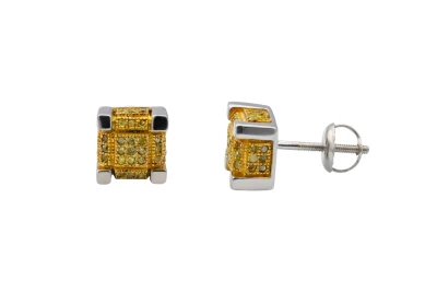 9ct White Gold White & Yellow Diamond Stud Earrings 0.40ct