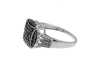 9ct White Gold Micro Pave Black & White Diamond Ring 0.45ct 2.4g