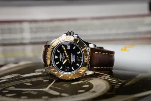 Breitling Superocean 44 Steel & 18ct Rose Gold Brown Leather C17391 Circa 2013