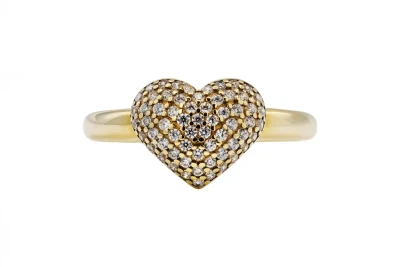 9ct Yellow Gold Cubic Zirconia Heart Ring 1.8g