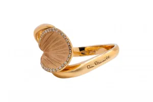 Annamaria Cammilli 18ct Natural Beige Gold & Diamond Goccia Ring 0.11ct