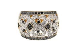 9ct Yellow Gold Black & White Diamond Ring 0.51ct 5.6g