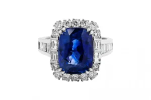 18ct White Gold Diamond & Sapphire Ring 6.91ct