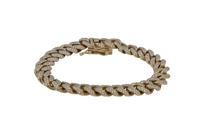 9ct Yellow Gold Diamond Cuban Bracelet 4.4ct VS