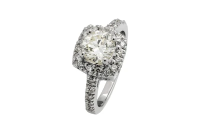 Platinum Halo Brilliant Round Diamond Engagement Ring 1.45ct J VS1 W.G.I Certified
