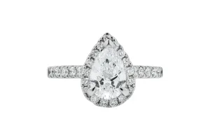 18ct White Gold Lab Diamond Pear Shape Halo Engagement Ring 0.15ct IGI Certified