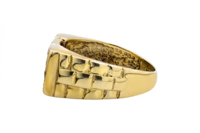 9ct Yellow Gold Cubic Zirconia Dad Ring 5.1g