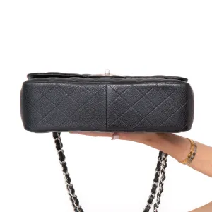 Chanel Black Caviar Leather Jumbo Double Flap Classic Bag