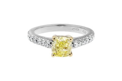 18ct White Gold Natural Fancy Yellow Diamond Ring 1.40ct VS1 GIA Certified