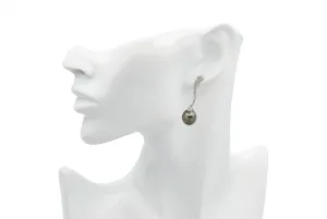 18ct White Gold Diamond & Tahitian Pearls Drop Down Earrings 0.68ct