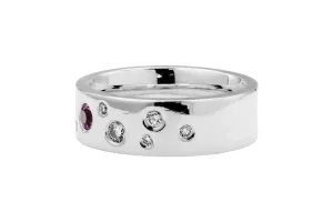 18ct White Gold Scattered Diamond And Pink Sapphire Ring 0.20ct
