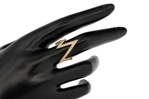 9ct Yellow Gold Cubic Zirconia Zigzag Ring 2.3g