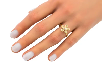 18ct Yellow Gold Diamond Flower Cluster Ring 0.32ct