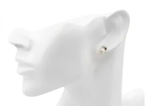 18ct White Gold Diamond & Pearl Stud Earrings 0.8ct 3.3g