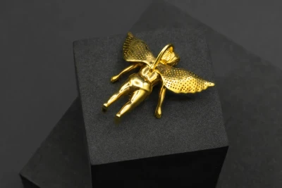 9ct Yellow Gold Diamond Angel Pendant