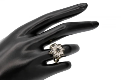 9ct Yellow Gold Diamond Flower Ring 0.85ct