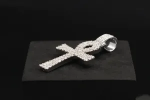 9ct White Gold Diamond Ankh Pendant 1.94ct