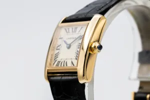 Cartier Tank Française 20mm Black Leather 18ct Yellow Gold 2385 Circa 2010