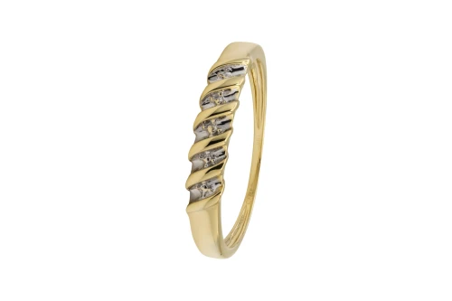 9ct Yellow & White Gold Ring 4mm Size T 1.9g