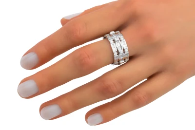 14ct White Gold Diamond Baguette & Brilliant Eternity Ring 2.00ct