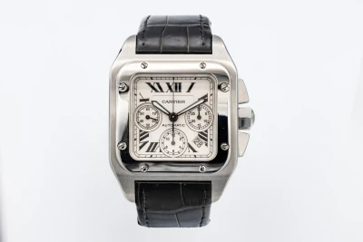 Cartier Santos 100XL 41mm Chronograph Black Leather W20090X8 2011