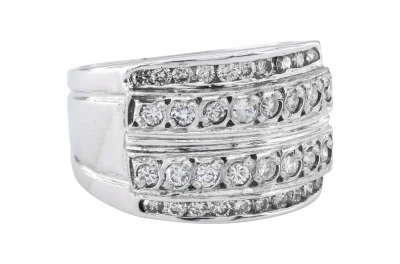 Wide Multi-Row Diamond Ring in 18ct White Gold