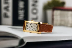 Cartier Tank Americaine 24mm 18ct Yellow Gold Brown Leather W2600951 Circa 2000s
