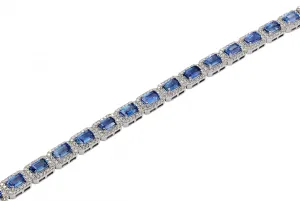 18ct White Gold Diamond And Sapphire Bracelet 1.90cts