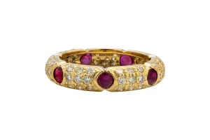 18ct Yellow Gold Diamond And Ruby Ring 1ct 3.4g