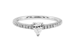 Platinum Diamond Engagement Ring Pear Shape 0.39ct