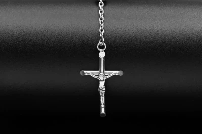 9ct White Gold Rosary Beads 21.2g