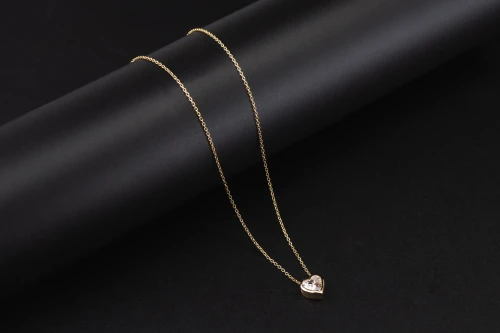 Gold Plated Sterling Silver Lab Grown Heart Cut Diamond Necklace 1.02ct