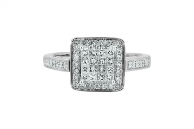 18ct White Gold Cushion Cut Diamond Engagement Ring 1.01ct