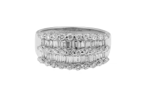 18ct White Gold Baguette & Brilliant Cut Diamond Ring 1.04ct 6g