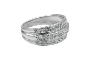 18ct White Gold Diamond 3 Row Ring 0.70ct 4.2g