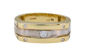 9ct Yellow Gold Cubic Zirconia Two-Tone Band Ring