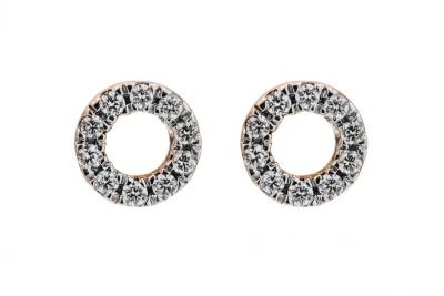 9ct Rose Gold Diamond Circle Studs 0.18ct 1g