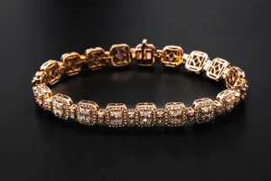 18ct Rose Gold Baguette Tennis Bracelet 6.40ct