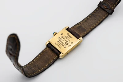 Cartier Tank Vermeil 20mm Silver Gold Plated Brown Leather 5057001 1993