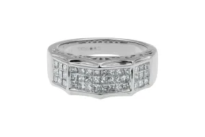 14ct White Gold Princess Cut Diamond Ring 0.98ct 6.9g