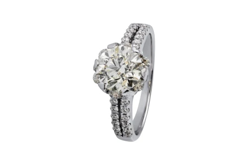 18ct White Gold Round Brilliant Diamond Split Shank Engagement Ring 2.44ct