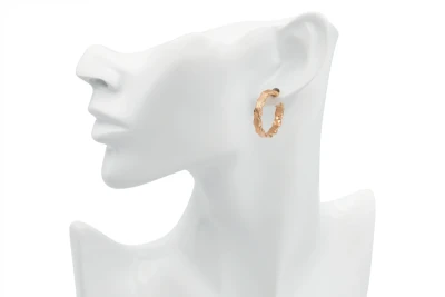 9ct Rose Gold Textured Hoop Earrings 1.7g