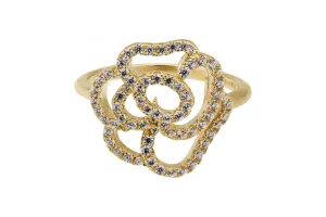 9ct Yellow Gold Cubic Zirconia Flower Ring 3.3g