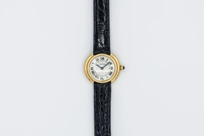 Cartier Ellipse Vintage Ladies 24mm  18ct Yellow Gold Leather 78091 Circa 1970s